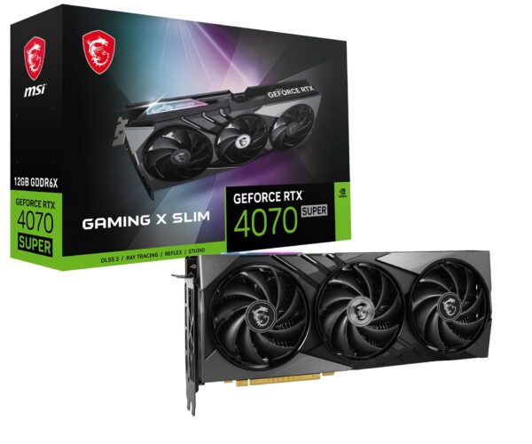 MSI Gaming RTX 4070 Super 12G Gaming X Slim Graphics Card (NVIDIA RTX 4070 Super, 192-Bit, Extreme Clock: 2655 MHz, 12GB GDRR6X 21 Gbps, HDMI/DP, Ada Lovelace Architecture)