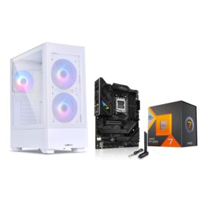 AMD Ryzen 7 7800X3D 8-Core16-Thread Desktop Processor + ASUS ROG Strix B650E-F Gaming WiFi AM5 (LGA1718) Motherboard + LIAN LI LANCOOL 205 MESH C Desktop Computer Case White