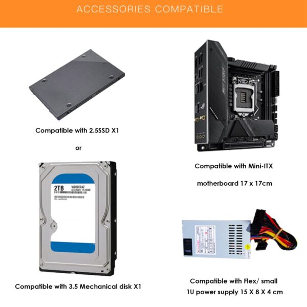Soaying A09 HTPC Computer Case Mini ITX Gaming PC Chassis Desktop Chassis USB2.0 Computer Case Home Computer Case Black - Image 2