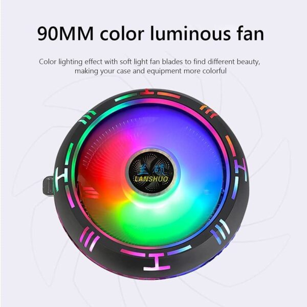 TARCT RGB CPU Ventilator Low Profile CPU Air Cooler with 90mm Silent Fan More Durable - Image 8