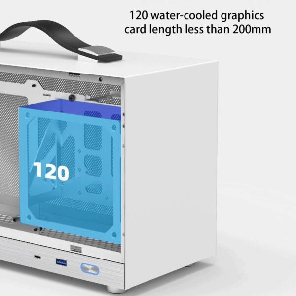 CPU Case Holder, Pc Holder Computer Case with Fan, Adjustable Under Desk and Wall Pc Mount, Fan Desktop Case with Mesh Front Panel, Portable Computer Host Pc Accessories for Home Workplace - Image 4