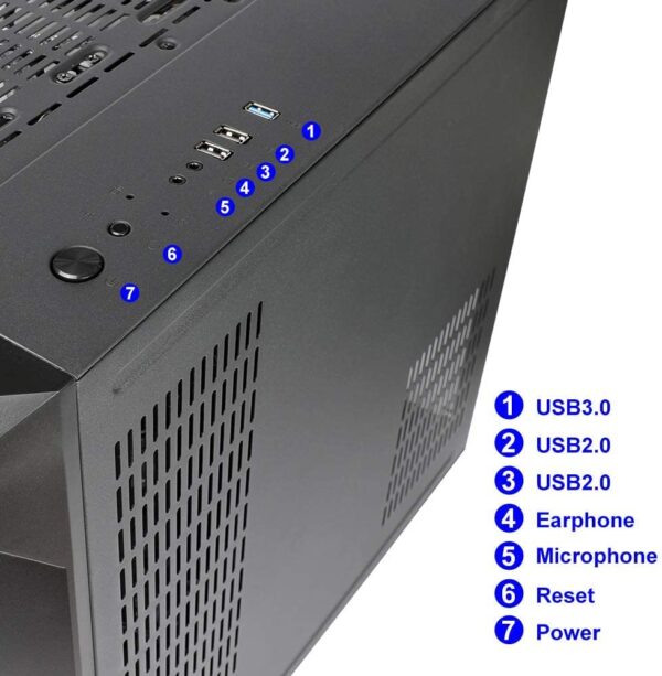 Gaming pc Case ATX Computer Game mid Tower 3.0 USB Tempered Glass Panel with 10PCS ARGB Fans Control Remote Black - Image 2