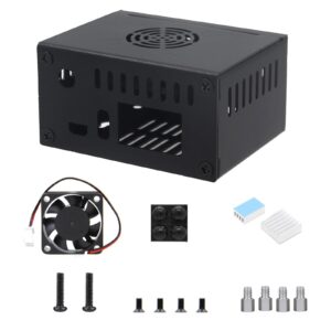 Mjaie Stylish Metal Case with Cooling Fan for Orange Zero3 Board Enclosure Keep Your Device Cool and Secure Metal Enclosure for Orange