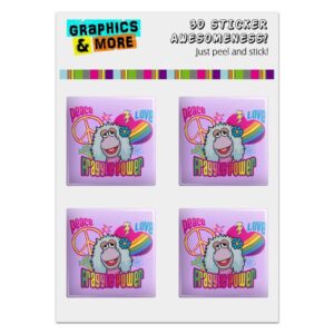Peace Love Fraggle Power Rock Mokey Computer Case Modding Badge Emblem Resin-Topped 1 Stickers - Set of 4