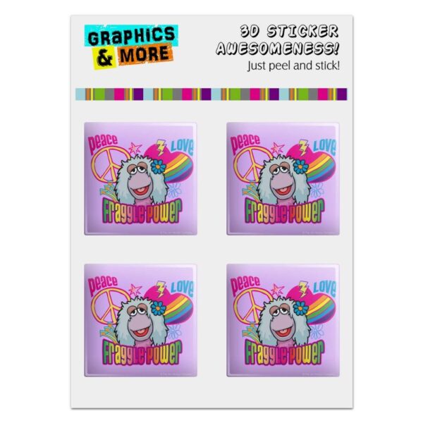Peace Love Fraggle Power Rock Mokey Computer Case Modding Badge Emblem Resin-Topped 1 Stickers - Set of 4