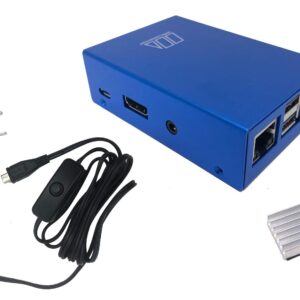 Micro Connectors Aluminum Raspberry Pi 3 Case for Model B B+ with Heatsinks and UL Approved On/Off Switch 5V/2.5A Power Supply Adapter - Blue (RAS-03BLPWR-PI)