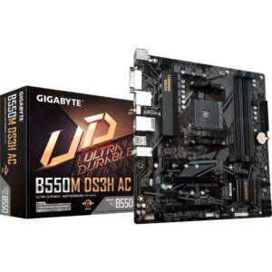 GIGABYTE B550M DS3H AC (AM4 AMD/B550/Micro ATX/Dual M.2/SATA 6Gb/s/USB 3.2 Gen 1/PCIe 4.0/HMDI/DVI/DDR4/Motherboard) (Renewed)