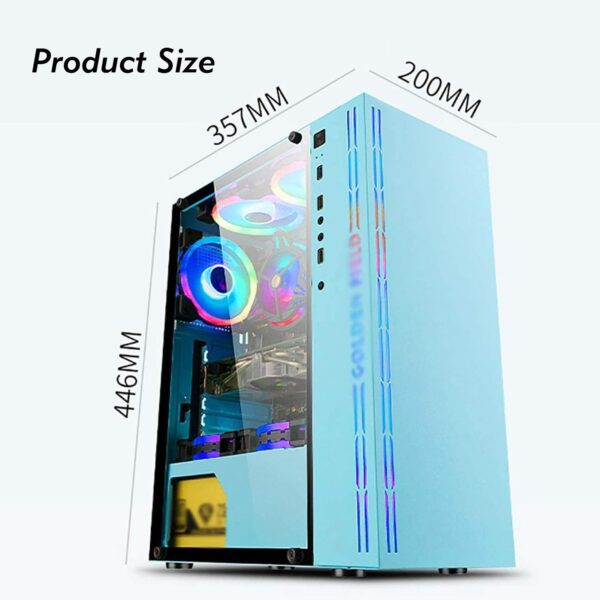 Computer Gaming Case,Comes with RGB Light Strip,Desktop Case,Supports ATX M-ATX ITX,Pre-Installed 7 Fans,Supports Air Cooling (Color : Style 3) - Image 8
