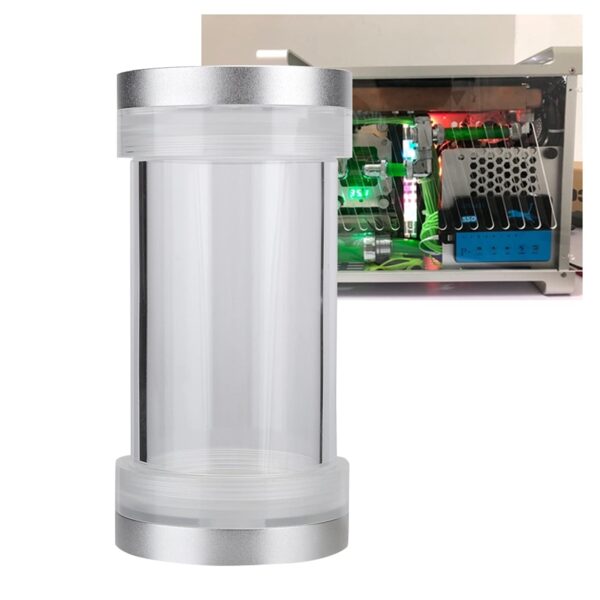 Heayzoki Water Cooled Cylinder Water Cooling, Reservoir G1/4 Threaded Cylindrical Cooler for Computer Water Cooled, Cooling Accessory PMMA Water for Heat Dissipation(Silver) - Image 7
