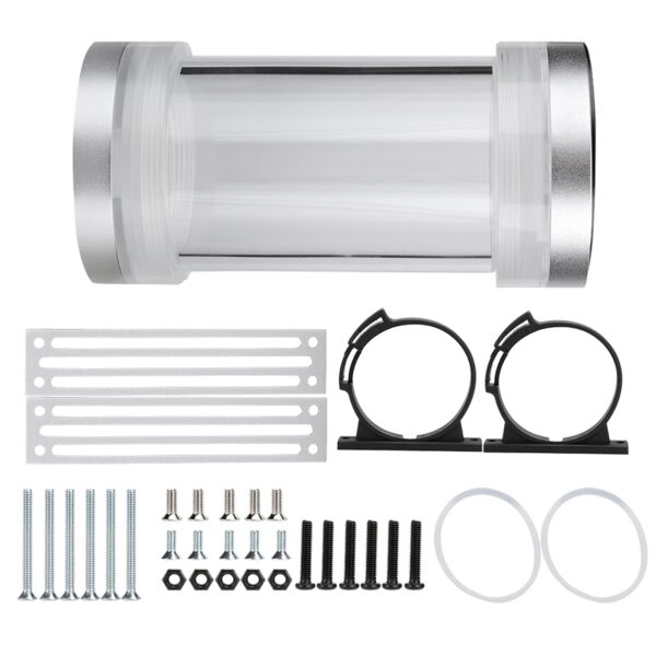 Heayzoki Water Cooled Cylinder Water Cooling, Reservoir G1/4 Threaded Cylindrical Cooler for Computer Water Cooled, Cooling Accessory PMMA Water for Heat Dissipation(Silver) - Image 4