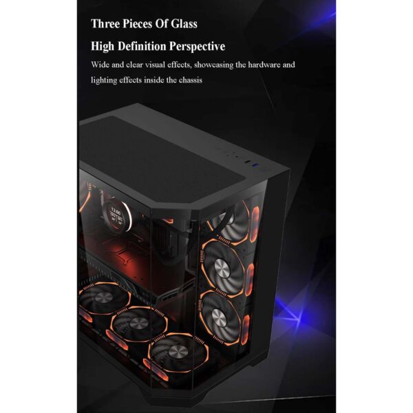 Computer Cases, Mid-Tower PC Gaming Case ATXM-ATX/ITX - Front I/O USB 3.0 Port - 3 Sided Glass - 10 Fan Installation Position - Water Cooling Installation Ready - Image 2