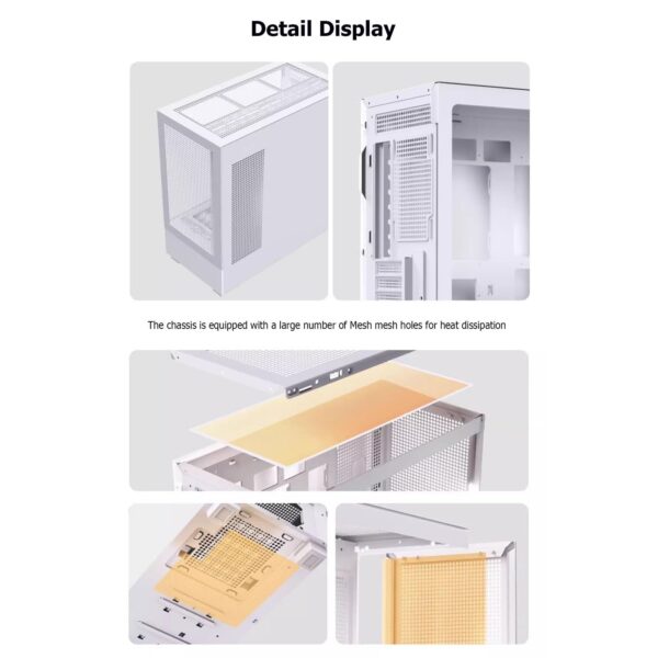 Computer Case 270° Tempered Glass Mid-Tower Case - Compatible with M-ATX/ITX Motherboard - 9 Fan Positions - Supports Water Cooling - Support Back Insertion of Motherboard(Black) - Image 9