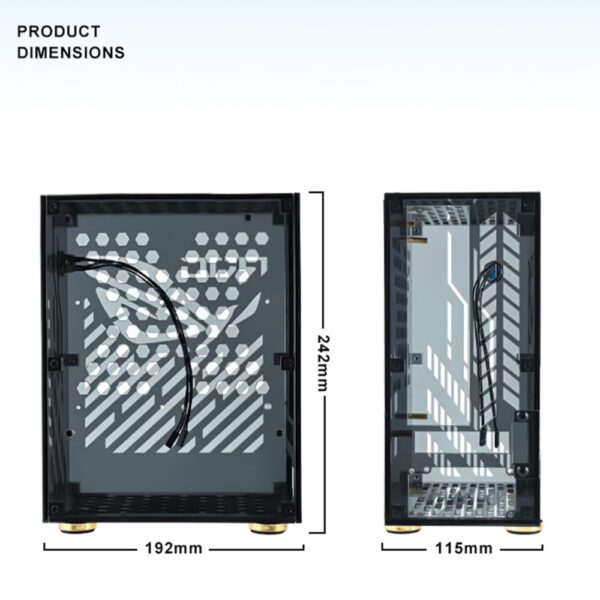 fangzi Portable Small Computer Case Plexiglass Shell Compact PC Case Desktop PC Case Mini-ITX Motoard Flex Power Supply, Transparent - Image 9