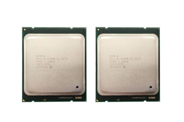 Intel Matching Pair Xeon E5-2670 Eight Cores Processors 2.60GHz 20MB Smart Cache 8.00 GT/S QPI TDP 115W SR0KX BX80621E52670 (Renewed)