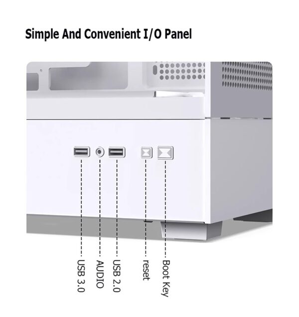 Computer Case 270° Tempered Glass Mid-Tower Case - Compatible with M-ATX/ITX Motherboard - 9 Fan Positions - Supports Water Cooling - Support Back Insertion of Motherboard(Black) - Image 8
