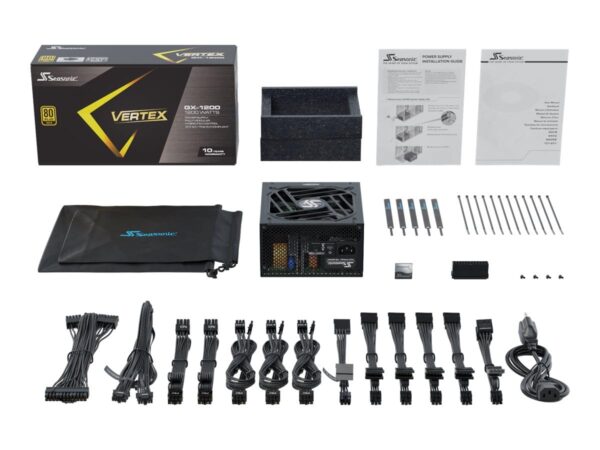 Seasonic VERTEX GX-1200 - 1200W - 80+ Gold - ATX 3.0 & PCIe 5.0 Ready - Full-Modular - ATX Form Factor - Low Noise - 12 Year Warranty - Nvidia RTX 30/40 Super & AMD GPU Compatible (Renewed)