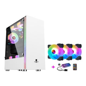 upim Computer Cases,Mid-Tower PC Gaming Case ATX/M-ATX/ITX - Front I/O USB 3.0 Port - Tempered Glass Side Panel - RGB Fan and Remote Control and Controller (Size : 3 Fans)