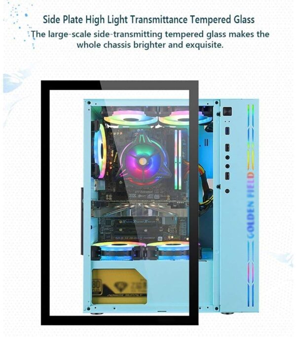 Computer Gaming Case,Comes with RGB Light Strip,Desktop Case,Supports ATX M-ATX ITX,Pre-Installed 7 Fans,Supports Air Cooling (Color : Style 3) - Image 3