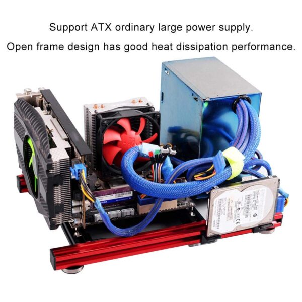 ITX Motherboard PC Computer Case,Mini ITX Motherboard Open Air Frame Computer Case Computer Motherboards PC Test Bench, Aluminum ITX Motherboard Test Bench Support ATX Power - Image 2