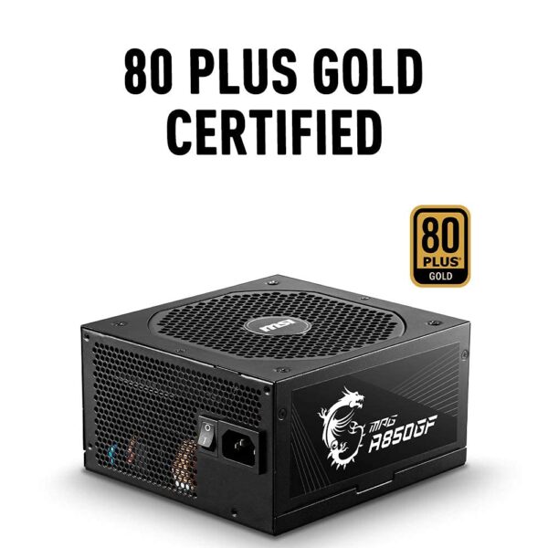 MSI MPG Series Power Supply (PSU): 850 Watt, Full Modular, 80 PLUS Gold Certified, 10 Year Warranty, A850GF (Renewed) - Image 2