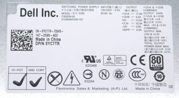 Dell PWR SPLY 265W MT APFC HIPRO (Renewed) - Image 4