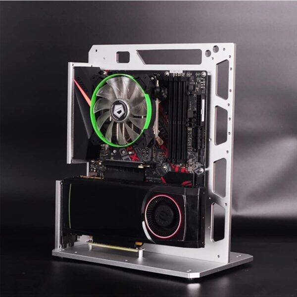 SKANKA Motherboard Computer Cooling Vertical Personalized Chassis - Test Chassis - Aluminum Alloy Rack - Compatible with ATX - MATX - ITX, silver - Image 3