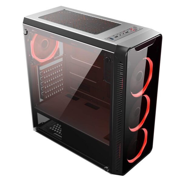 CiT Blaze Red PC Gaming Case Mid-Tower ATX - Tempered Glass, for Enhanced Gaming | Black - Image 2