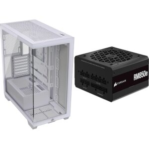 CORSAIR 3500X Mid-Tower ATX PC Case + CORSAIR RM850e Fully Modular ATX Power Supply - White