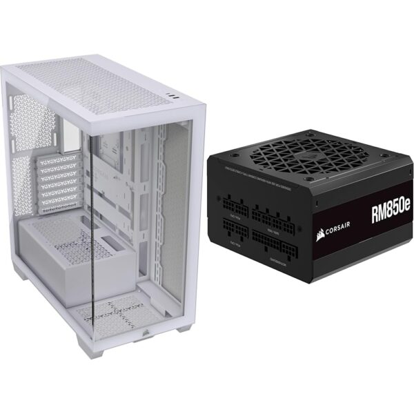 CORSAIR 3500X Mid-Tower ATX PC Case + CORSAIR RM850e Fully Modular ATX Power Supply - White