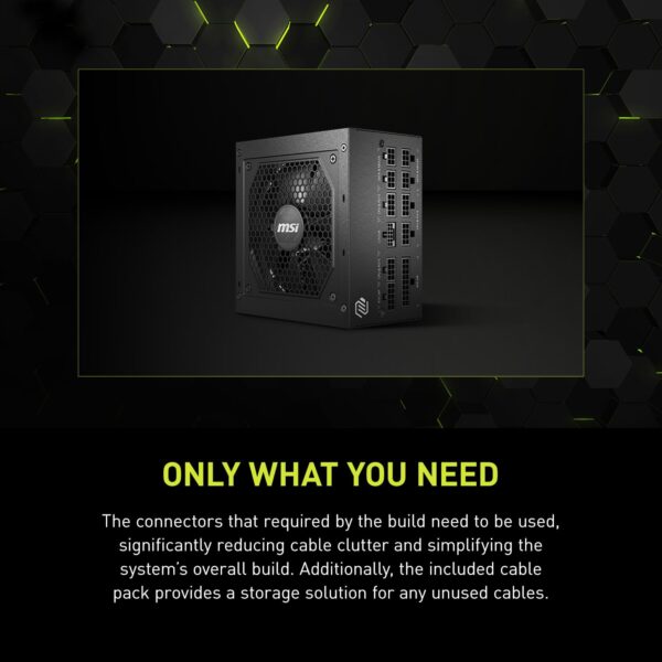 MSI MAG A850GL PCIE 5 & ATX 3.0 Gaming Power Supply - Full Modular - 80 Plus Gold Certified 850W - Compact Size - ATX PSU (Renewed) - Image 6