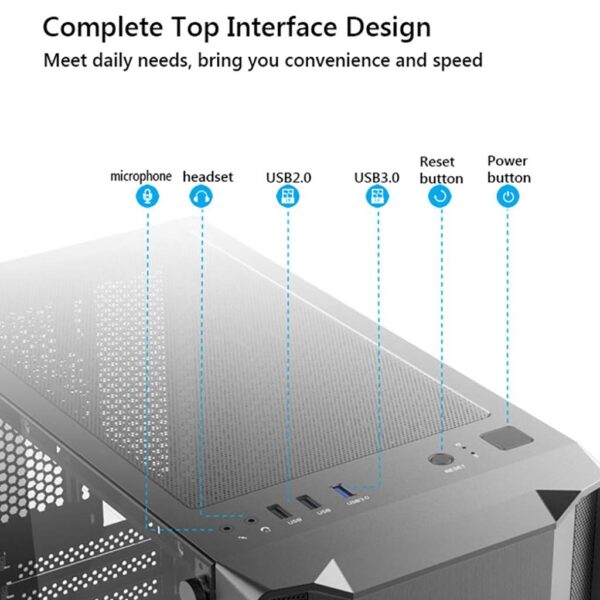 HDYD Gaming Case,Mid-Tower PC Gaming Case ATX/M-ATX/ITX - Front I/O USB 3.0 Port - Transparent Side Panels- 8 Fan Position - Water-Cooling Ready (Size : 6 Fan) - Image 7