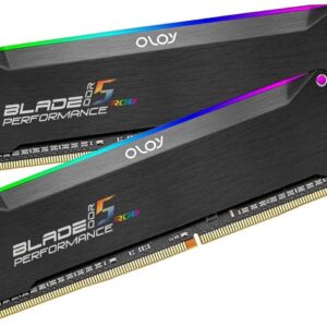 OLOy DDR5 RAM 32GB (2x16GB) Black Hairline Blade RGB 6400 MHz CL36 1.35V Gaming UDIMM for Intel (MD5U1664360IRKDA)