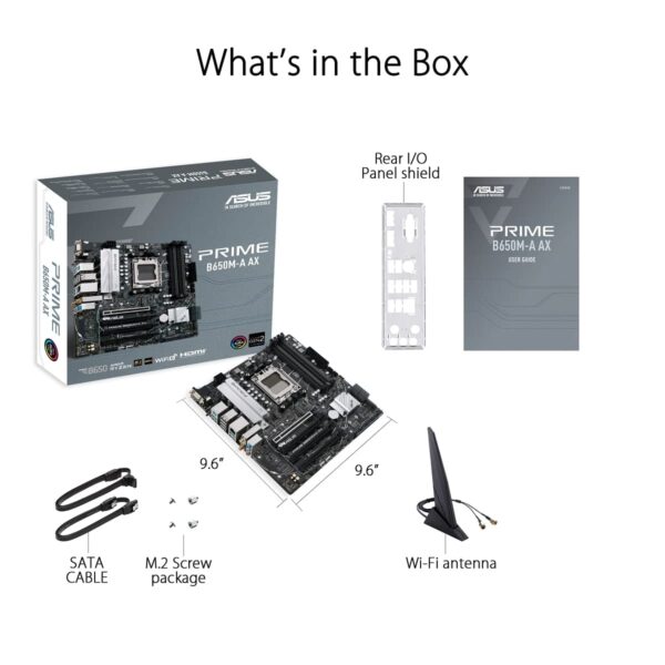 ASUS Prime B650M-A AX AMD B650(Ryzen 7000) Micro-ATX Motherboard(DDR5,PCIe 5.0 M.2,2.5Gb LAN,Wi-Fi 6, DP,USB 3.2 Gen 2 Ports,Front USB 3.2 Gen 1 Type-C®, BIOS Flashback™, CEC Tier II Ready) (Renewed) - Image 7