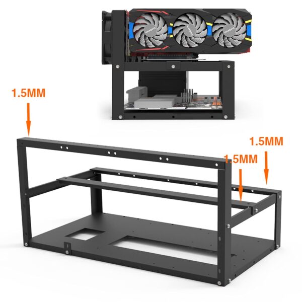 ROVJK Mining Rig Frame Case 6/8 GPU Bitcoin Open Air Mining Case Frame Mining Frame kit, Used for Mining Cryptocurrency Bitcoin ETH / ETC / ZEC Ether Accessories Tool (Without Fan and GPU), White - Image 3