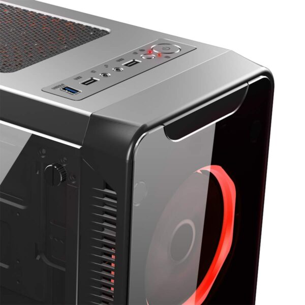 CiT Blaze Red PC Gaming Case Mid-Tower ATX - Tempered Glass, for Enhanced Gaming | Black - Image 4