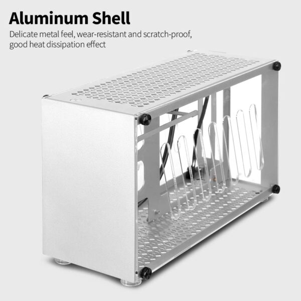 YIWENG Portable Small Computer Case Aluminum Shell Support Mini-ITX Motorad 300mm Graphics Card 63mm Height CPU Radiator Silver - Image 5