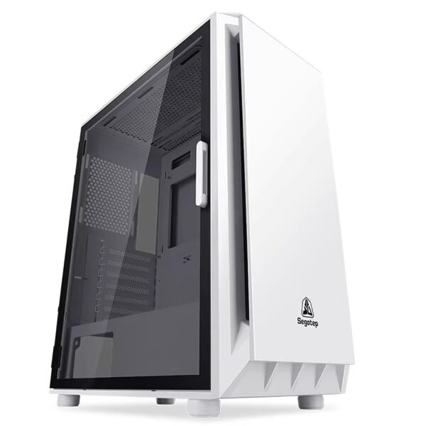 Computer Case Tempered Glass Mid-Tower ATX Case - Compatible with ATX Motherboard - High-Airflow - Cable Management System - USB 3.0 - Multiple Colors(White)