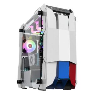 ZXFF Computer Case, Full-Tower ATX/M-ATX/ETX-PC Game Cabinet, Tempered Glass Side Panel, 8 Fan Positions-Support Water Cooling + Air Cooling (Color : White)