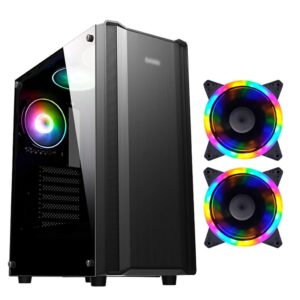HDYD Gaming Case,Mid-Tower PC Gaming Case ATX/M-ATX/ITX - Front I/O USB 3.0 Port - Transparent Side Panels- 8 Fan Position - Water-Cooling Ready (Size : 6 Fan)