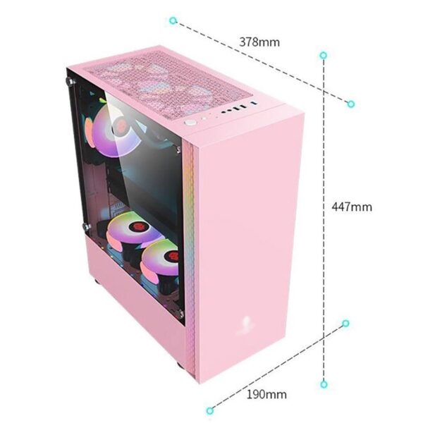 upim Computer Cases,Mid-Tower PC Gaming Case ATX/M-ATX/ITX - Front I/O USB 3.0 Port - Tempered Glass Side Panel - RGB Fan and Remote Control and Controller (Size : 3 Fans) - Image 2