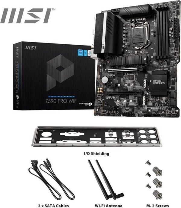MSI Z590 PRO WiFi ProSeries PC Gaming Motherboard (ATX, 11th/10th Gen Intel Core, LGA 1200 Socket, DDR4, PCIe 4, M.2 Slots, USB 3.2 Gen 2, 2.5G LAN, DP/HDMI, Wi-Fi 6E) (Renewed) - Image 7