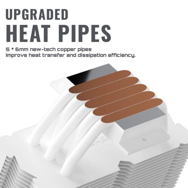 upHere White CPU Air Cooler,5 Heat Pipes,120mm PWM Processor 180W TDP Fan for AMD Ryzen AM4 Universal Socket/Intel LGA115X - Image 6