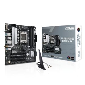 ASUS Prime B650M-A AX AMD B650(Ryzen 7000) Micro-ATX Motherboard(DDR5,PCIe 5.0 M.2,2.5Gb LAN,Wi-Fi 6, DP,USB 3.2 Gen 2 Ports,Front USB 3.2 Gen 1 Type-C®, BIOS Flashback™, CEC Tier II Ready) (Renewed)