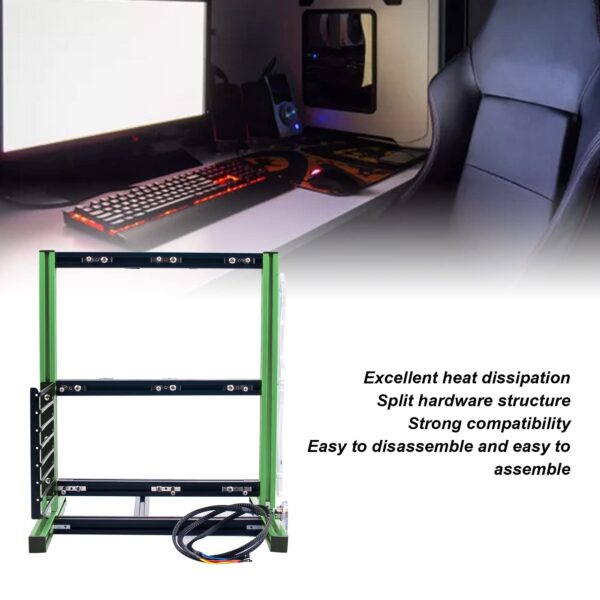 Septpenta DIY Chassis Bracket, Open Case Bracket, Split Hardware Structure, Excellent Heat Dissipation, Support ATX, M ATX, ITX Motherboard, Aluminum DIY Chassis Frame(Green & Black) - Image 4