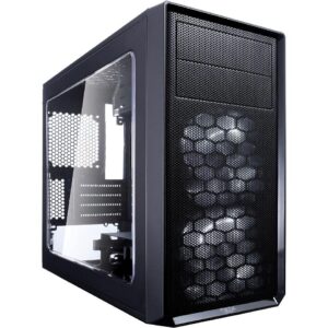 Fractal Design Focus Mini G - Mini Tower Computer Case - mATX - High Airflow - 2X Fractal Design Silent LL Series 120mm White LED Fans Included - USB 3.0 - Window Side Panel - Black