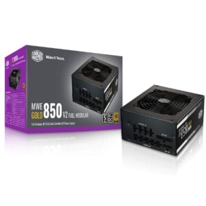 Cooler Master MWE Gold 850 V2 Full Modular, 850W, 80+ Gold Efficiency, 2 EPS Connectors, 120mm HDB Fan, Semi-fanless Operation, 5 Year Warranty (Renewed)