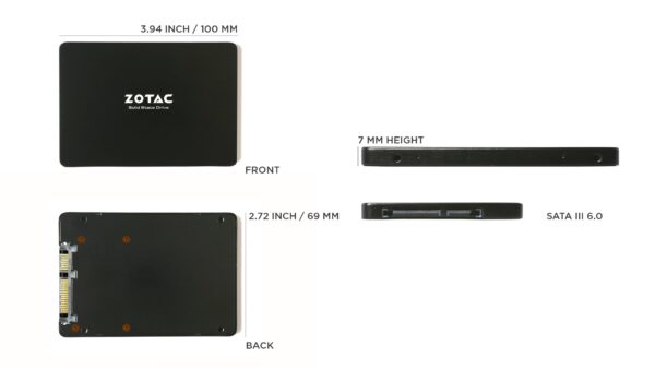 ZOTAC 120GB SSD MLC SATA III Internal 2.5” 7mm height (ZTSSD-A4P-120G) - Image 2
