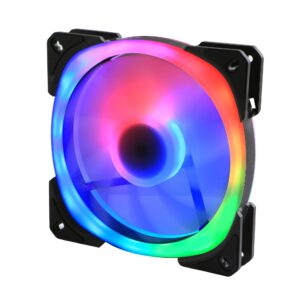 Gelid Solutions Lyra 140mm Dual Ring ARGB Fan (Pack of 1), 24 ARGB LED, Addressable RGB Controls, Noiseless Motor, Airflow Optimized, Daisy-Chain Compatible, FN-LYRA-01 - Black