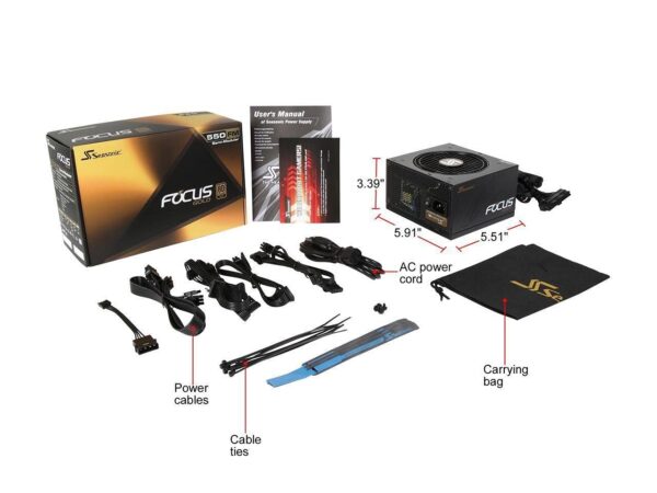 Seasonic FOCUS 550 Gold SSR-550FM 550W 80+ Gold ATX12V & EPS12V Semi-Modular 7 Year Warranty Compact 140 mm Size Power Supply (Renewed) - Image 6