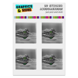 Alligator Black and White Green Eyes Computer Case Modding Badge Emblem Resin-Topped 1 Stickers - Set of 4